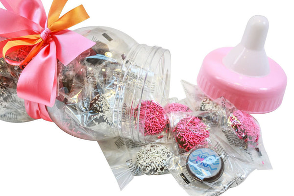 Gourmet Chocolate Covered Cookie Baby Bottle - Baby Girl - Assorted Chocolate